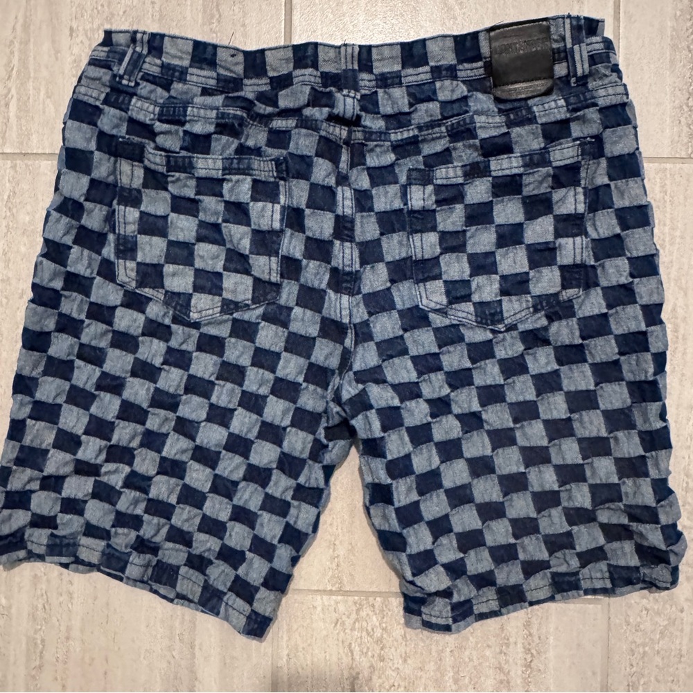 Contender Checkerboard Denim Shorts Men’s Size 40 Blue Skate Streetwear - Picture 2 of 11